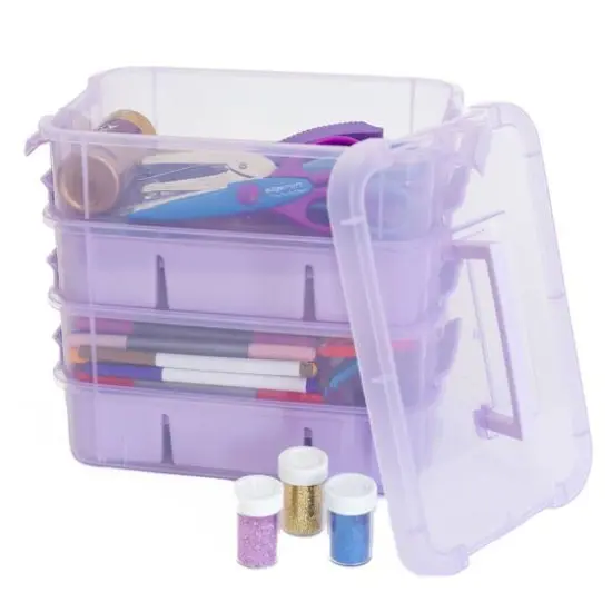 Everything Mary Four Tray Plastic Storage Organizer Purple {8}