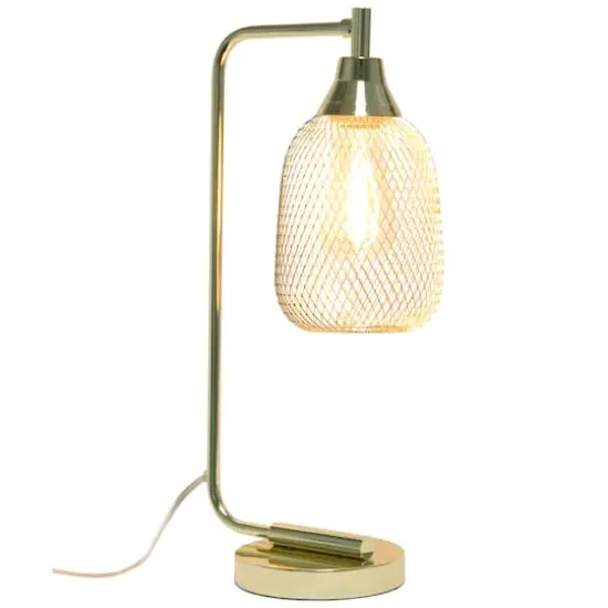 Lalia Home 19" Industrial Mesh Desk Lamp Gold {3}