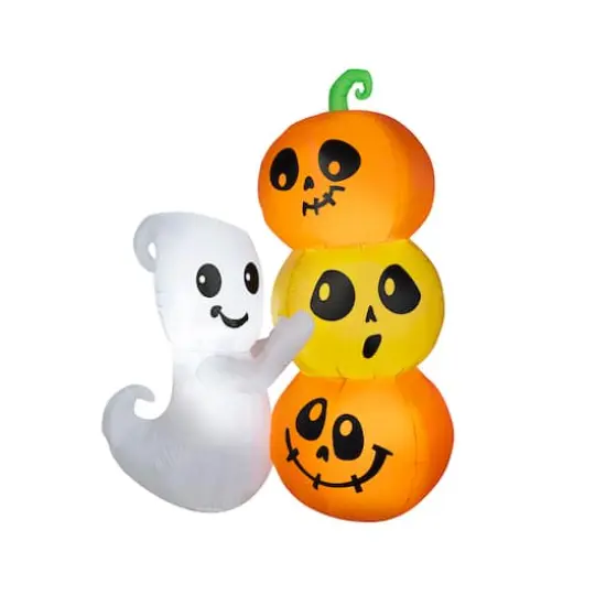 5ft. Airblown® Inflatable Halloween Ghost with Pumpkin Stack {1}
