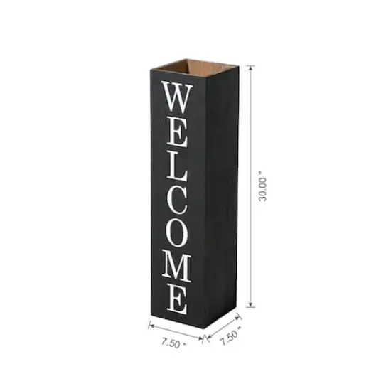 Glitzhome&reg; 30" Black Wood Boxed Welcome Home Porch Sign {9}