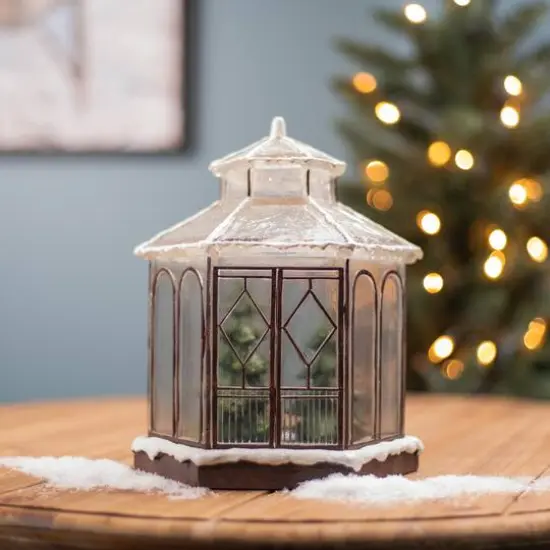 9" Winter Gazebo LED Tabletop Town D&eacute;cor {3}