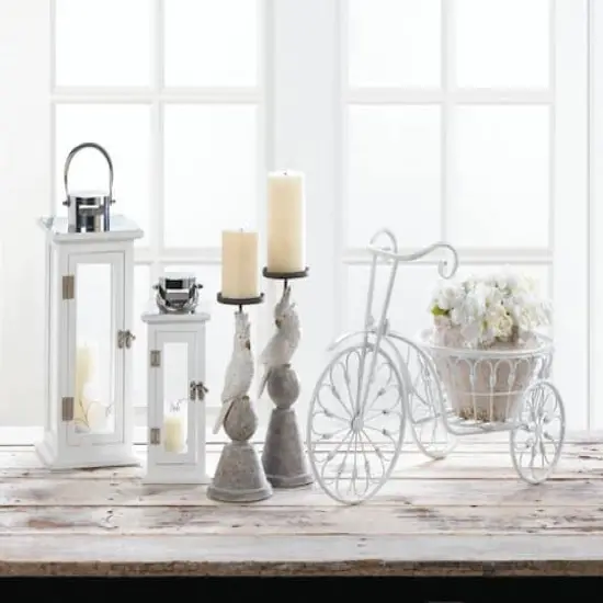 14" White Bicycle Planter {4}