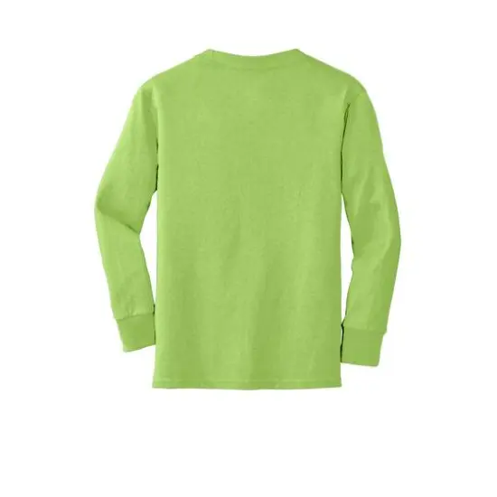 Port & Company&reg; Youth Long Sleeve Core Cotton T-Shirt Lime {4}