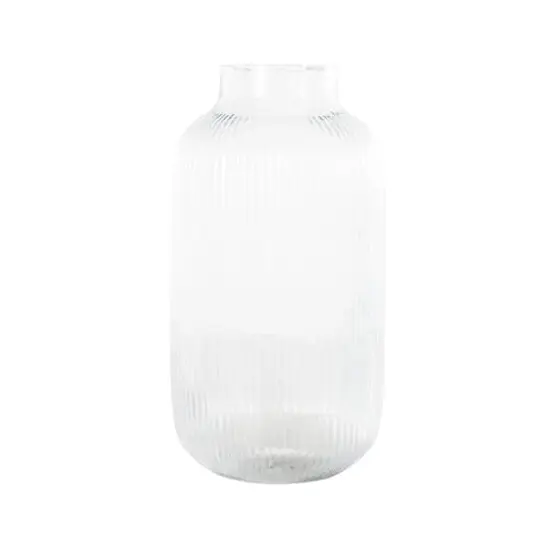 14" Clear Glass Ribbed Decorative Vase {4}