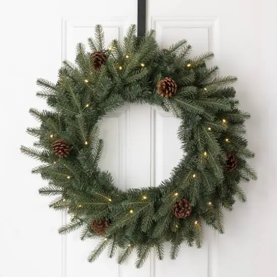 Glitzhome&reg; 24" LED Greenery & Pinecone Christmas Wreath {3}