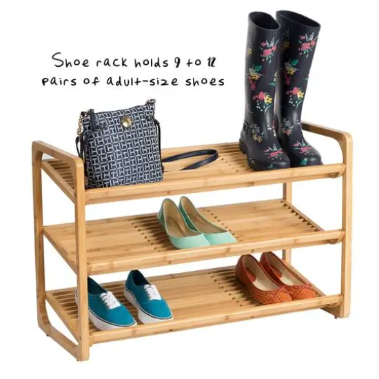 Honey Can Do 3-Tier Bamboo Shoe Rack {4}