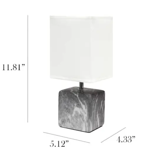 Simple Designs Black Marbled Ceramic Table Lamp White {4}