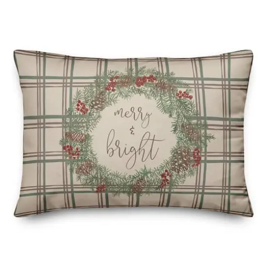 Merry & Bright Plaid Rectangle Throw Pillow {3}