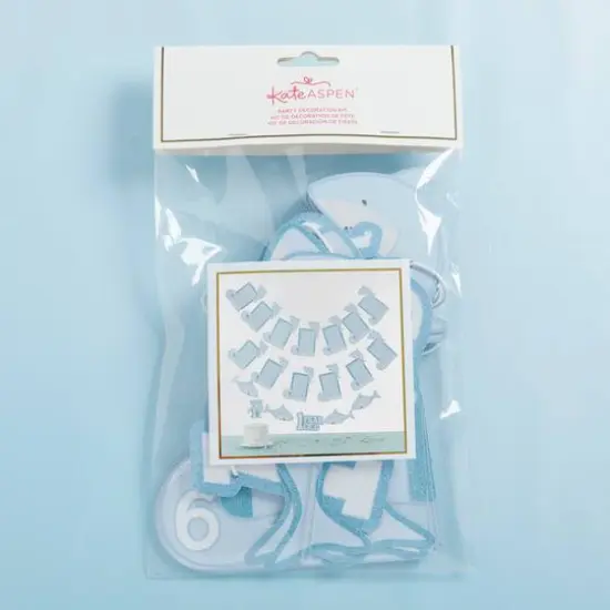 Kate Aspen® Shark Party 1st Birthday Milestone Photo Banner & Cake Topper Set {8}