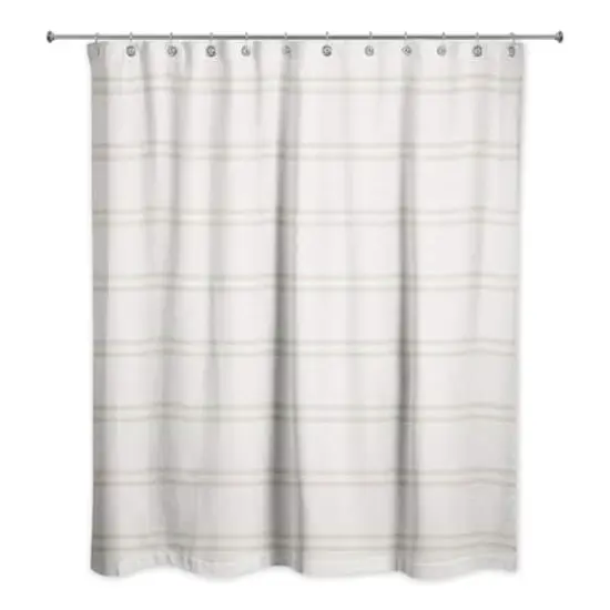 Stripe Shower Curtain Blush on White {3}