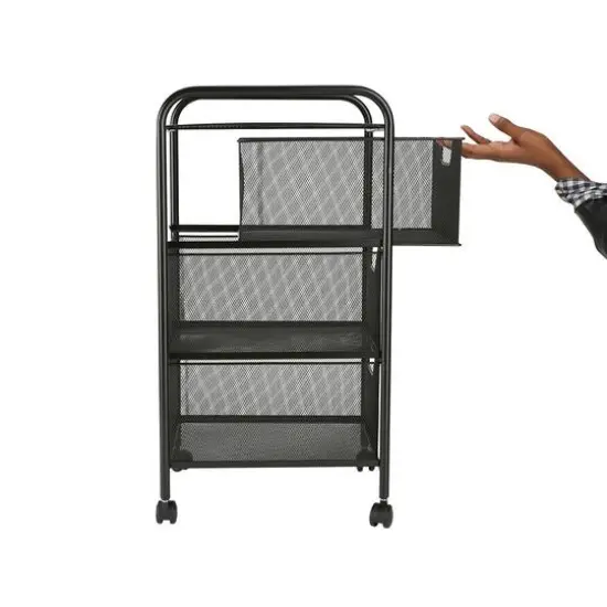 Mind Reader Black 3 Drawer Mesh Rolling Cart {7}