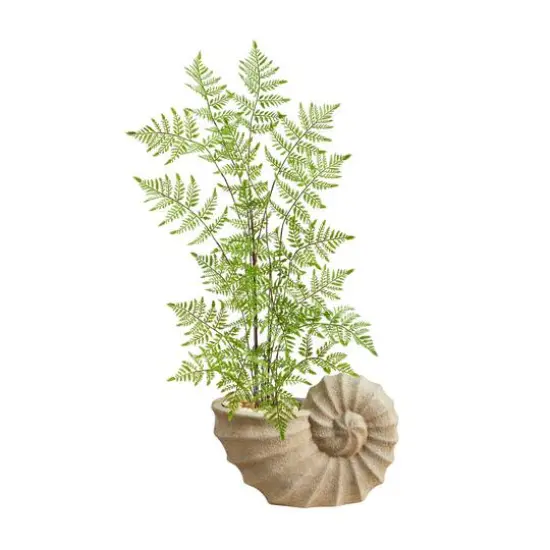3ft. Ruffle Fern Artificial Tree in Shell Shaped Planter {1}