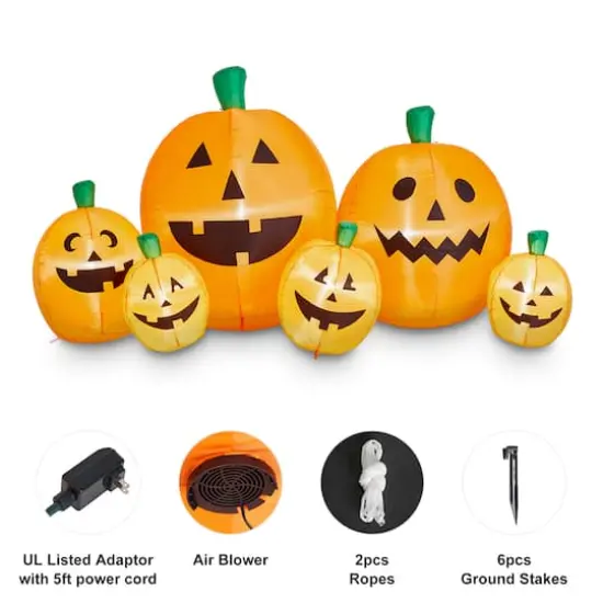 Glitzhome® 8ft. Lighted Inflatable Jack-O-Lantern Pumpkins Décor {6}