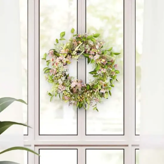 26" Artificial Dogwood Floral Spring Wreath {3}