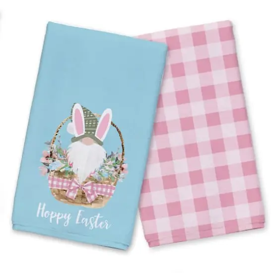 Gnome Bunny Basket Tea Towel Set {1}