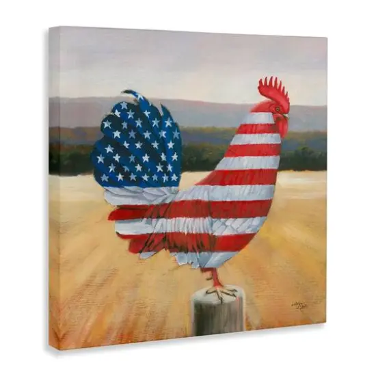 Stupell Industries American Flag Rooster Canvas Wall Art {4}