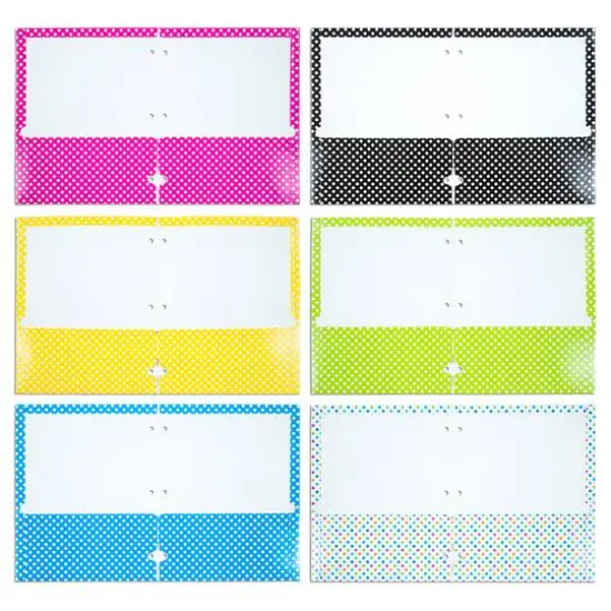 JAM Paper Polka Dots Glossy Laminated Two Pocket 3 Hole Punch School Folders, 6ct. {4}
