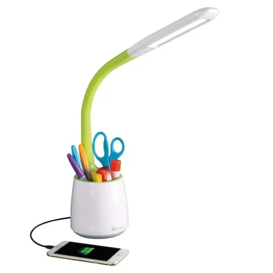 OttLite Wellness Series 23" White & Green Organize LED Desk Lamp {1}