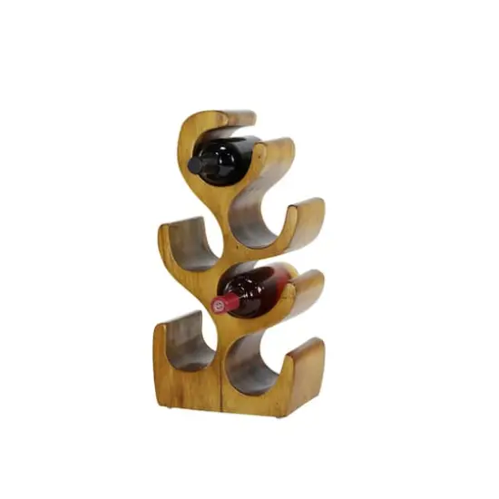 20" Brown Wood Rustic Wine Holder Rack {1}