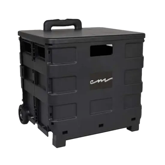 Everything Mary Collapsible Rolling Cart with Lid Black {1}