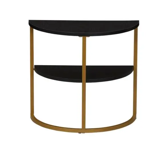 Household Essentials 18" 2-Tier Half Moon End Table Black {8}