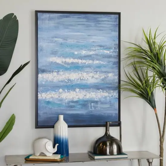 Blue Wood Modern Framed Wall Art 39" x 30" {8}