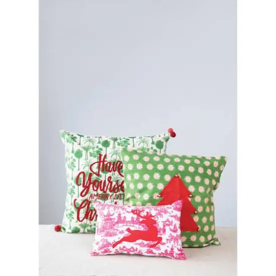 Hello Honey&reg; 14" Red & White Cotton Lumbar Toile Print Pillow {3}