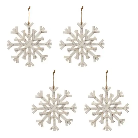 16" Distressed Fir Wood Snowflake {3}