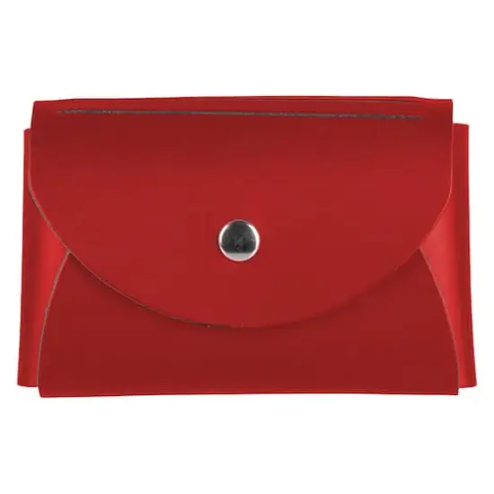 JAM Paper Italian Leather Business Card Holder Case with Round Flap Red {1}