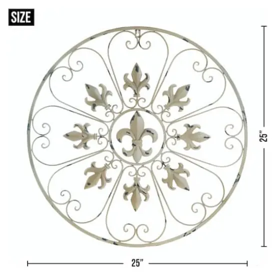 Cream Circular Fleur De Lis Wall D&eacute;cor {3}