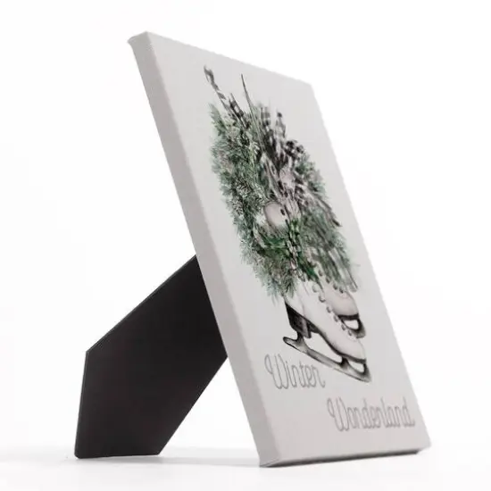 Skates Wreath Winter Wonderland 8x10 Tabletop Canvas {3}