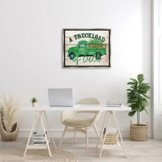 Stupell Industries Truckload Of Luck St Patrick's Day Farmhouse Floater Framed Art Gray {3}