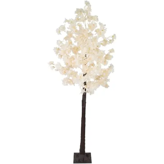 6ft. Pre-Lit White Floral Artificial Christmas Tree, Warm White LED Lights {1}