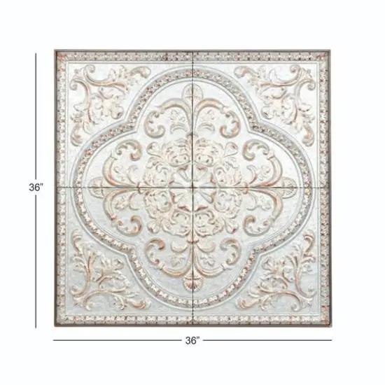 36" Gray Metal Rustic Floral Wall D&eacute;cor {9}