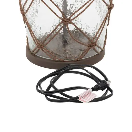 29" Brown Glass & Iron Coastal Table Lamp {7}