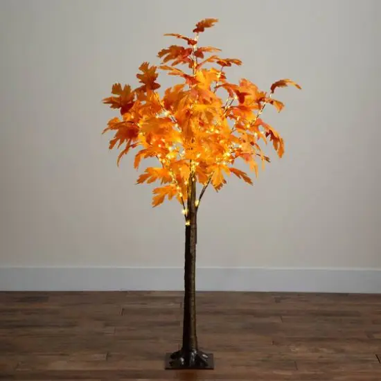 5ft. Pre-Lit Autumn Maple Artificial Fall Tree with 240 Warm White LED Lights {8}