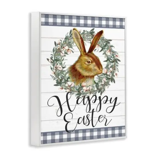 Stupell Industries Easter Bunny Wreath Phrase Framed Giclee Art White {4}