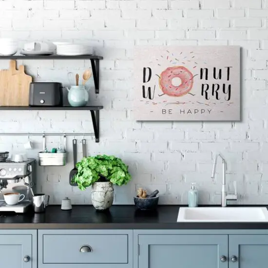 Stupell Industries Donut Worry Be Happy Canvas Wall Art {3}