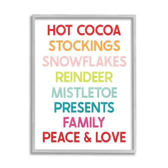 Stupell Industries Peace & Love Rainbow Christmas List Framed Giclee Art Gold {1}