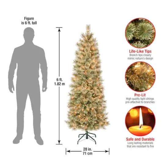 6ft. Pre-Lit Arcadia Cashmere Pine Slim Artificial Christmas Tree, Clear Lights {5}