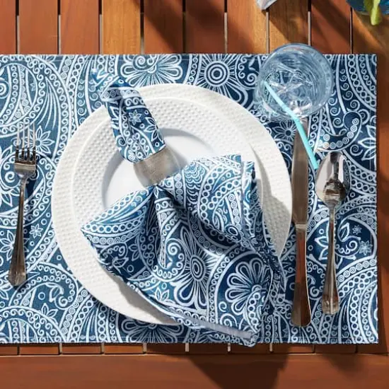 Blue Paisley Print Outdoor Placemat Set/6" {5}