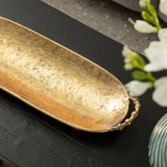 Glitzhome&reg; Gold Oval Metal Decorative Trays Set {7}