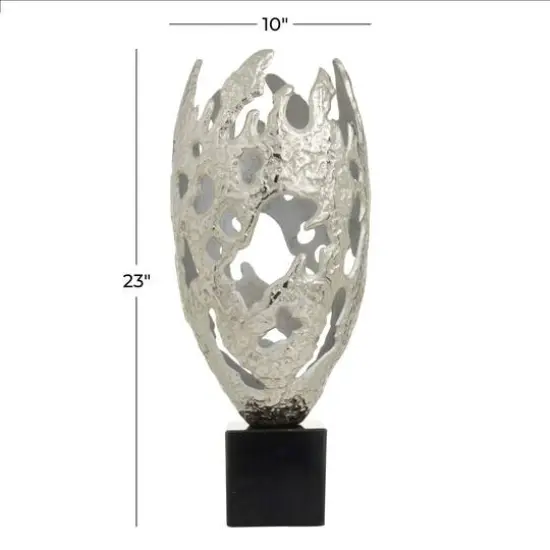 Silver Aluminum Contemporary Sculpture, 23" x 10" x 10" {8}