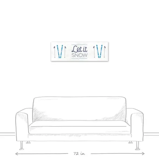 Let It Snow Skis 36x12 Canvas Wall Art {6}