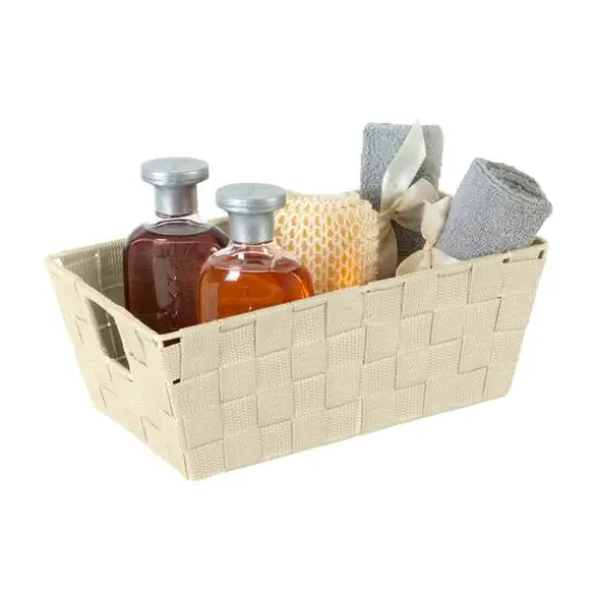 Simplify Small Woven Storage Shelf Bin Ivory {2}