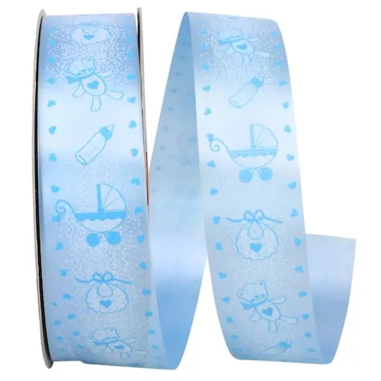 JAM Paper 1.375" x 110yd. Plastic Baby Dearest Ribbon Blue {1}