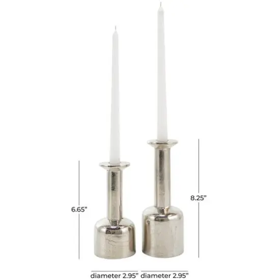 Silver Aluminum Taper Candle Holder with Rounded Bases Set {10}