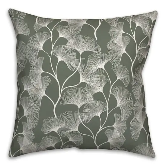 18" Gingko Leaves Indoor/Outdoor Pillow Sage {1}