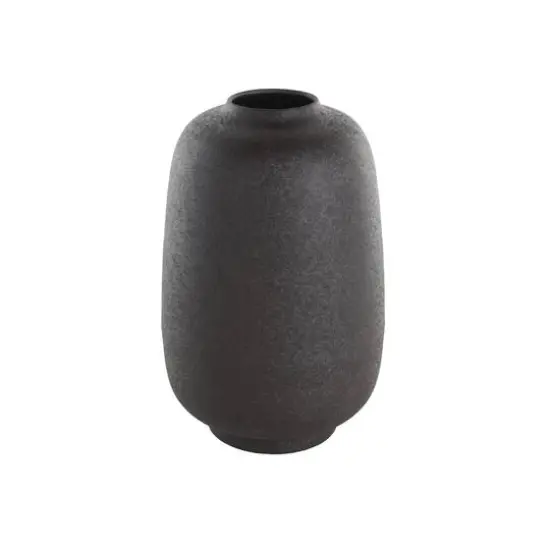 12" Black Textured Rounded Metal Vase {7}