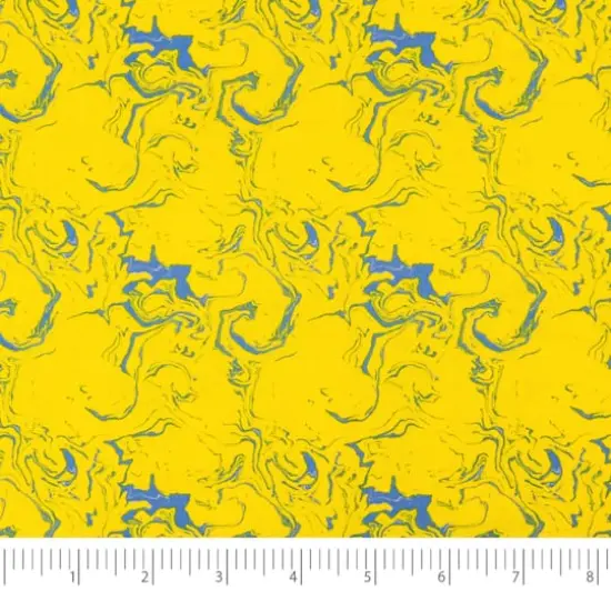 SINGER Yellow Blue Blender Cotton Fabric {1}